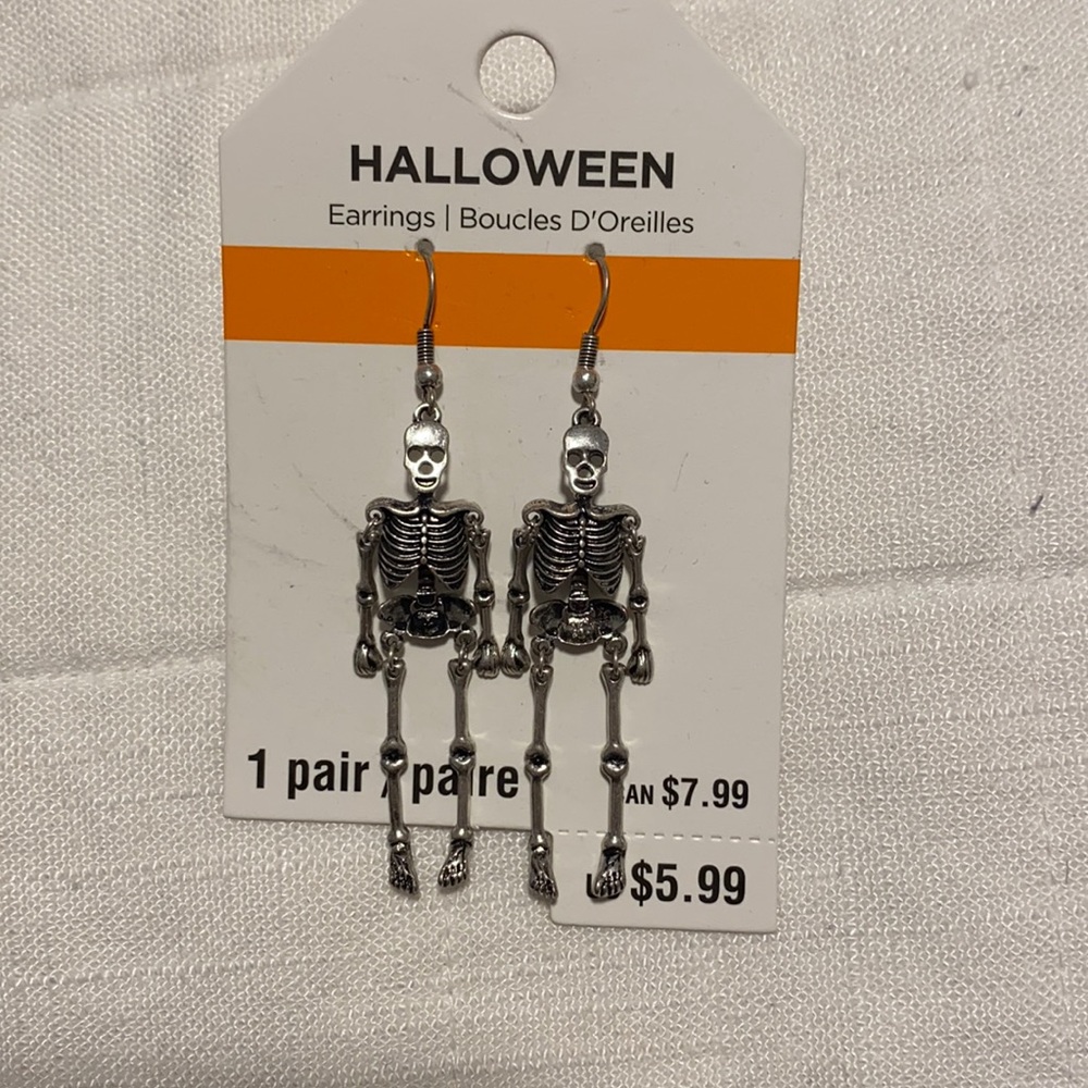 Halloween Skeleton silver earrings